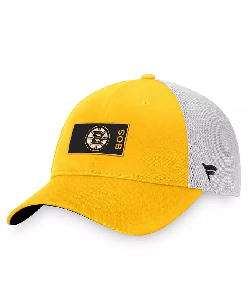 Fanatics Men's Gold, White Boston Bruins Authentic Pro Rink Trucker Snapback Hat 1