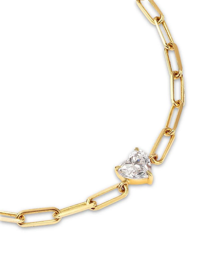 Moon & Meadow Heart Lab Grown Diamond Solitaire Paperclip Bracelet in 14K Yellow Gold, 0.5 ct. t.w. 3