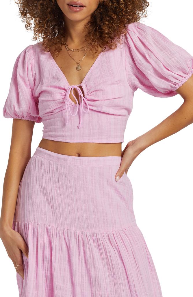 Billabong Tropic Heart Puff Sleeve Crop Top