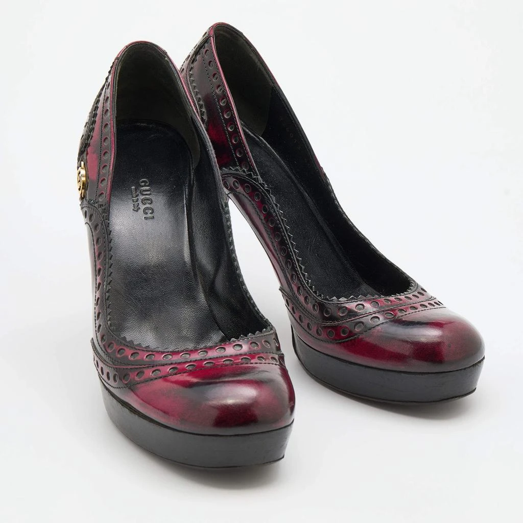 Gucci Gucci Black/Red Two-Tone Brogue Leather Platform Pumps Size 40.5 4