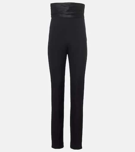 Khaite Lenro satin-trimmed high-rise slim pants 1