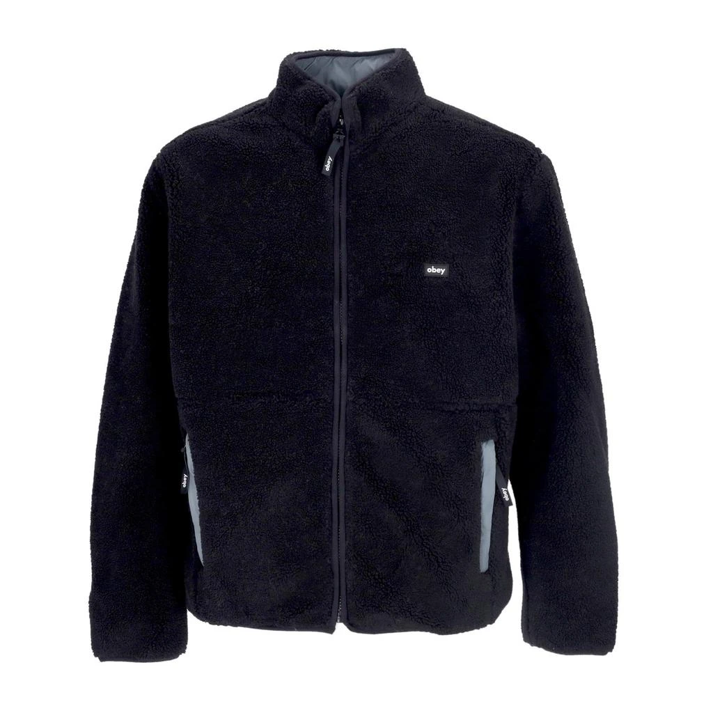 Obey Men's Teddy Bear Trophy Sherpa Jacket Reversible Black 1