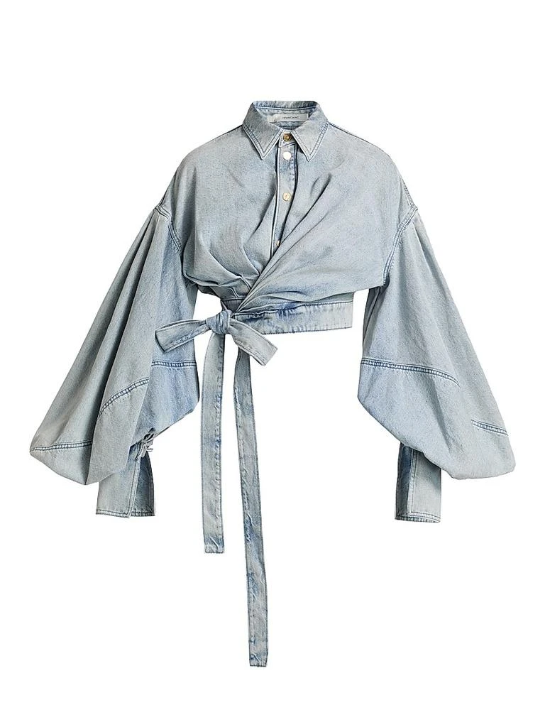 Zimmermann Denim Wrap Crop Top