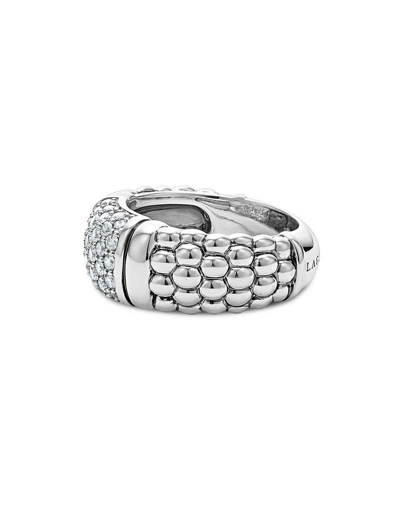 LAGOS Sterling Silver Pavé Diamond Caviar Ring 4