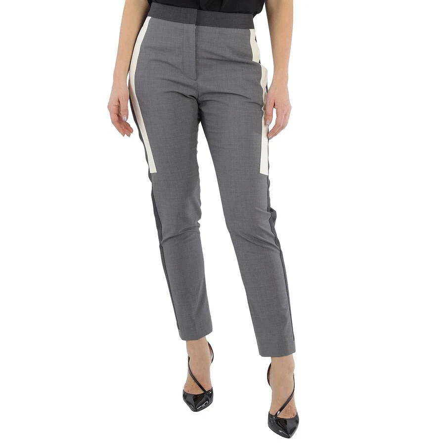 Burberry Contrast Stripe Crop Wool Trousers In Grey 1