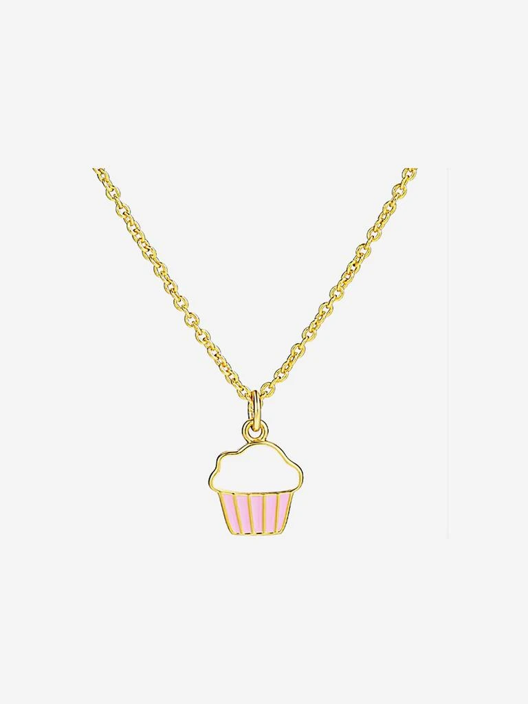 Secret Spoils Secret Spoils Girls Pink Cupcake Necklace in Gold (40cm)