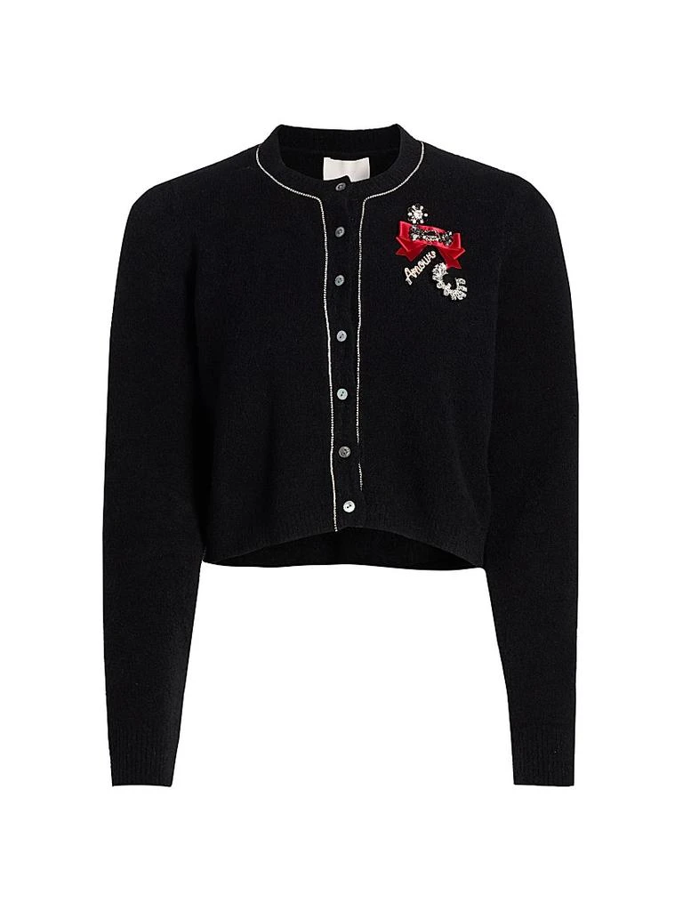 Cinq à Sept Allura Crystal Brooch-Embellished Bouclé Cardigan