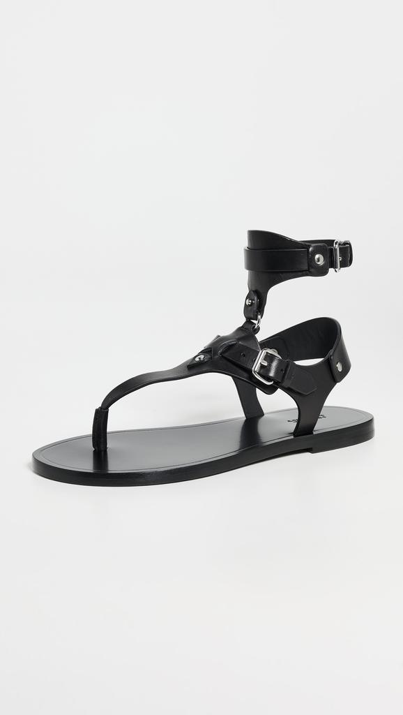 サンダル・ミュール Isabel Marant Black Leather Yluan Sandals Isabel Marant BLACK LEATHER YLUAN SANDALS - Sandals