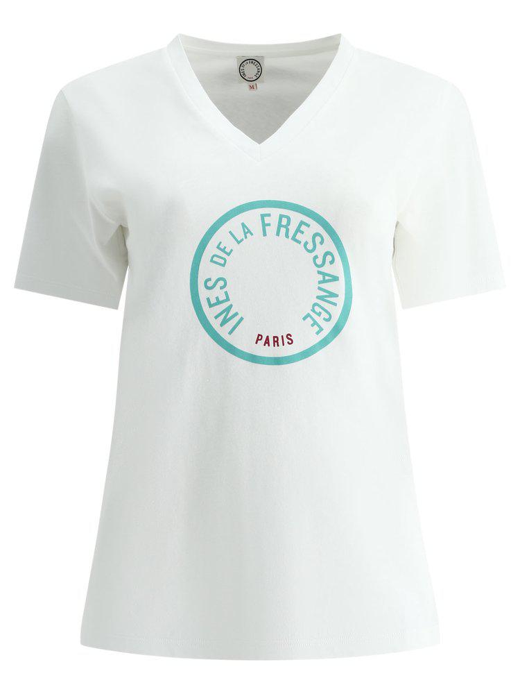 INES DE LA FRESSANGE Ines De La Fressange Logo V-Neck T-Shirt