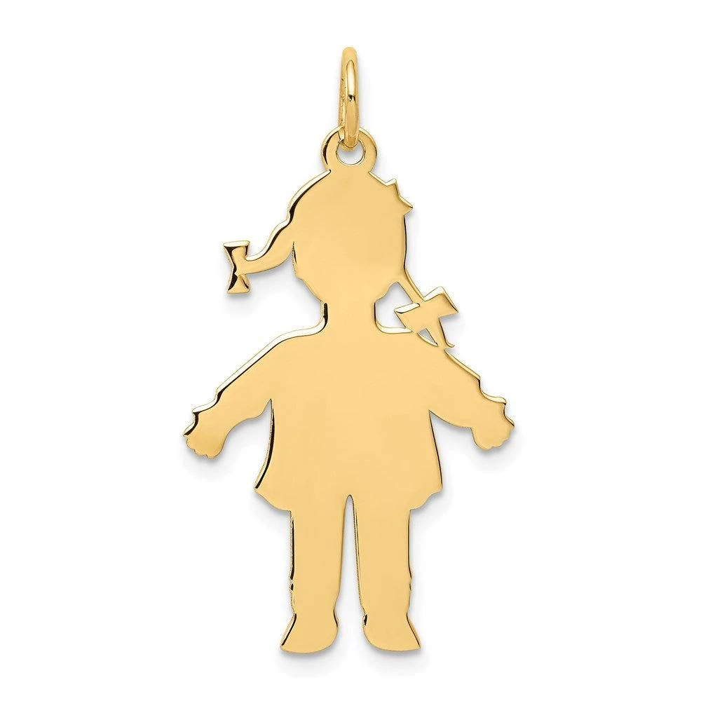 Diamond2Deal 14k Yellow Gold Plain Polished Large Girl Charm Pendant