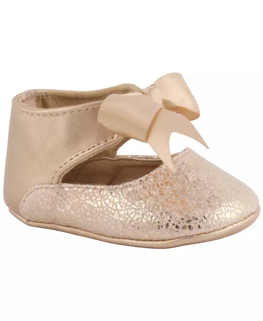 Baby Deer Baby Girl Metallic Foil PU Ankle Strap Dress Shoe with Bow