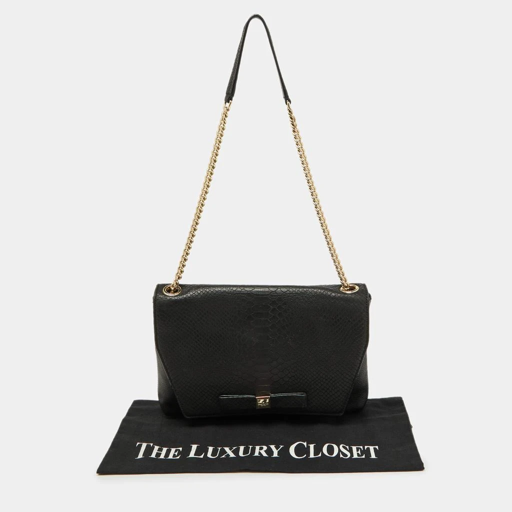 Kate Spade Kate Spade Black Snakeskin Embossed Leather Flap Shoulder Bag 9