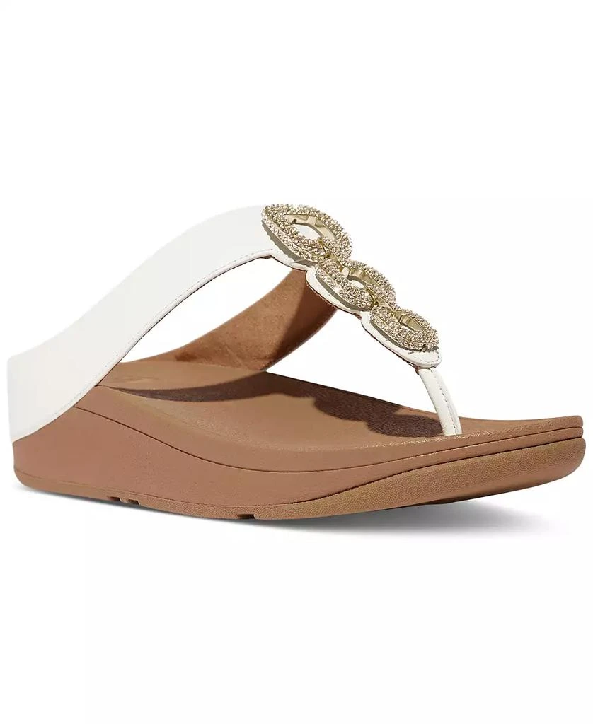 FitFlop Women's Fino Crystal Chain Leather Toe-Post Sandals 1