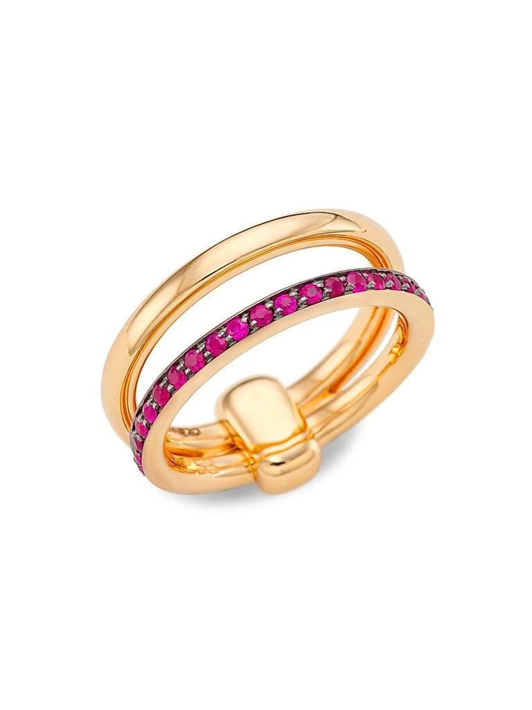 Pomellato Iconica 18K Rose Gold & Ruby Two-Row Ring 1