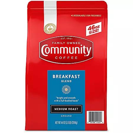 Community Coffee Community Coffee Medium Roast Ground Coffee, Breakfast Blend, 46 oz.