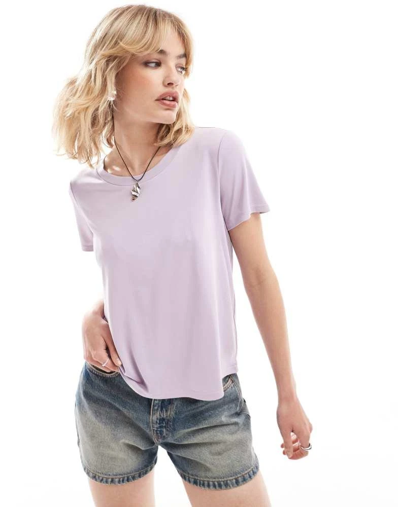 Monki Monki super soft t-shirt in lilac 1