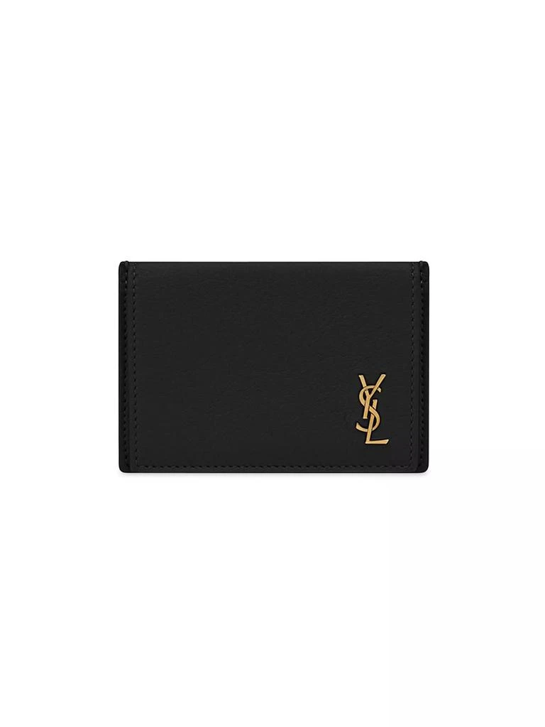 Yves Saint Laurent Tiny Cassandre Card Case in Grained Leather 1