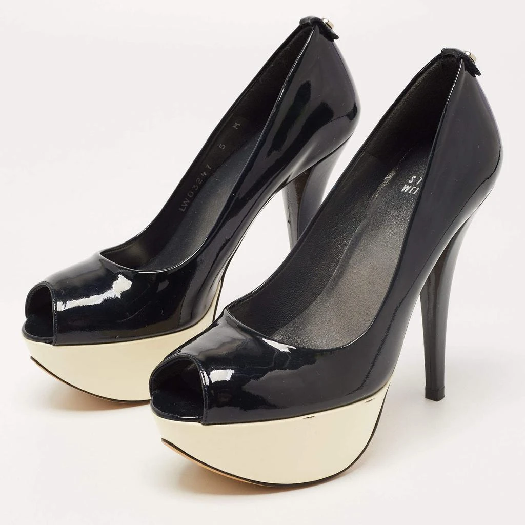 Stuart Weitzman Stuart Weitzman Black Patent Leather Platform Peep Toe Pumps Size 35.5 2