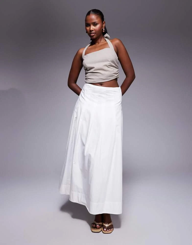 River Island River Island a line poplin midi skirt in white 4