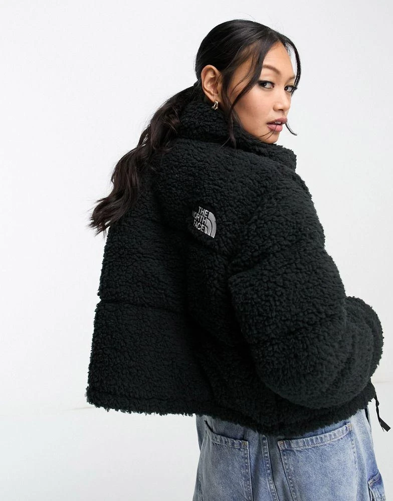 The North Face The North Face Nuptse cropped borg down puffer jacket in black 1