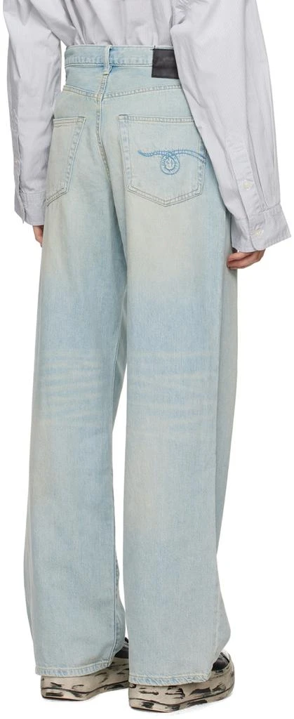 R13 Blue Damon Pleated Wide Leg Jeans 3