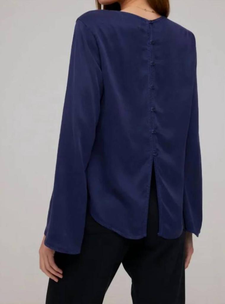 Bella Dahl Bell Sleeve Button Back Top In Bold Navy