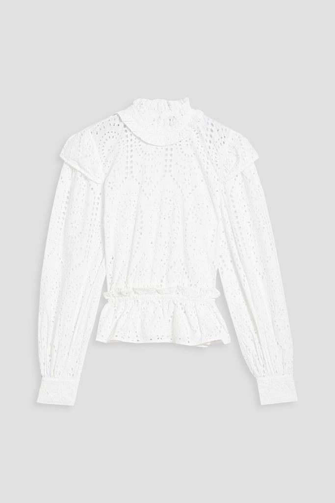 Ganni Ruffled organic broderie anglaise cotton blouse