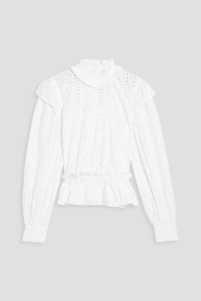 Ganni Ruffled organic broderie anglaise cotton blouse 1