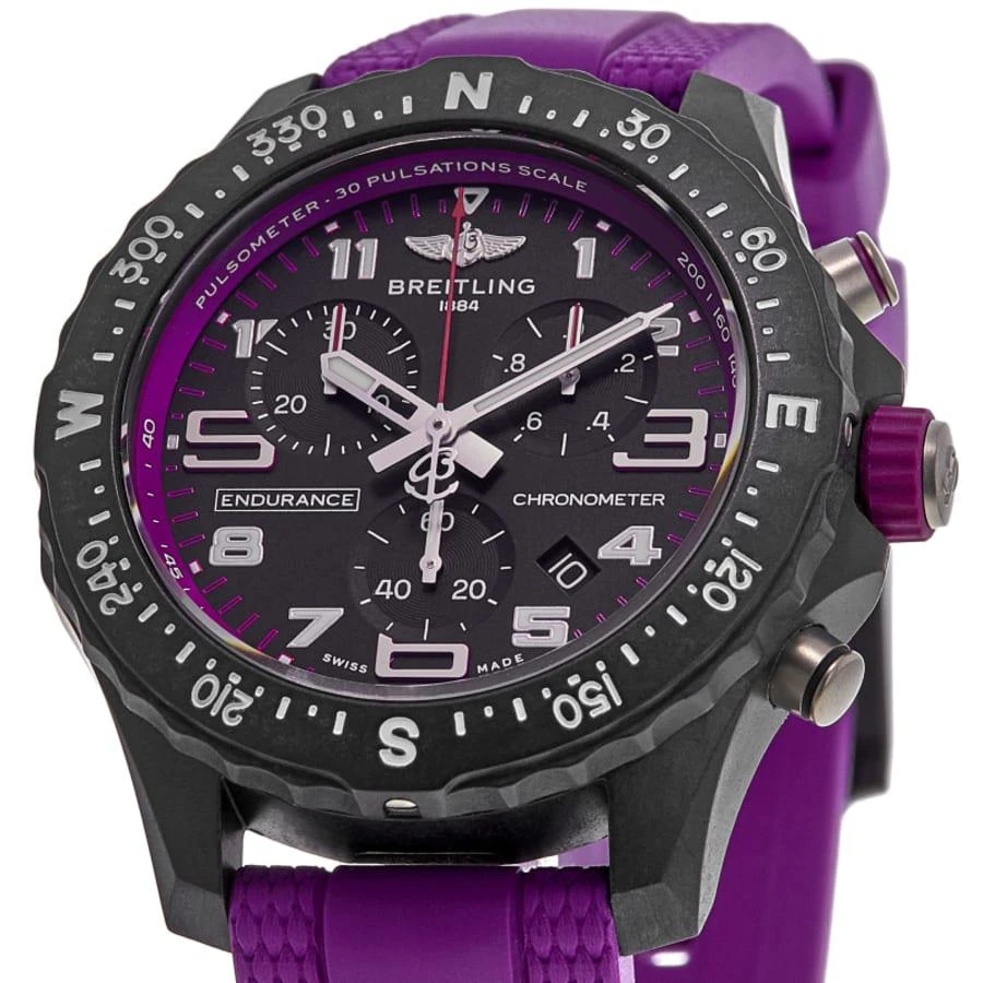 BREITLING Endurance Pro 38 Quartz Chronograph Black Dial Breitlight Purple Rubber Strap Unisex Watch X83310F61B1S1 2