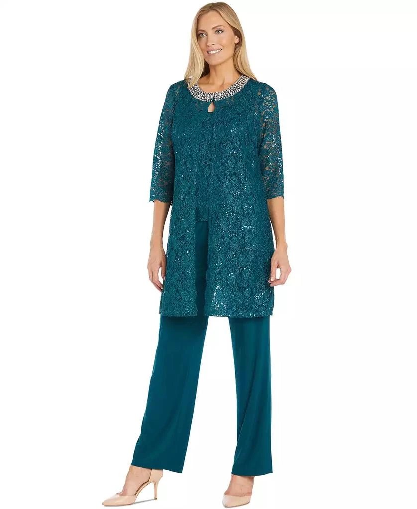 R & M Richards Petite Sequin Lace Jacket, Tank & Pants Set 1