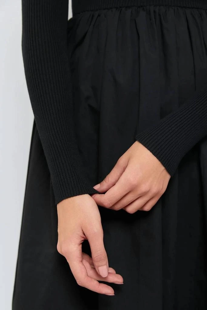 Moon River Contrast Long Sleeve Midi Dress In Black 5