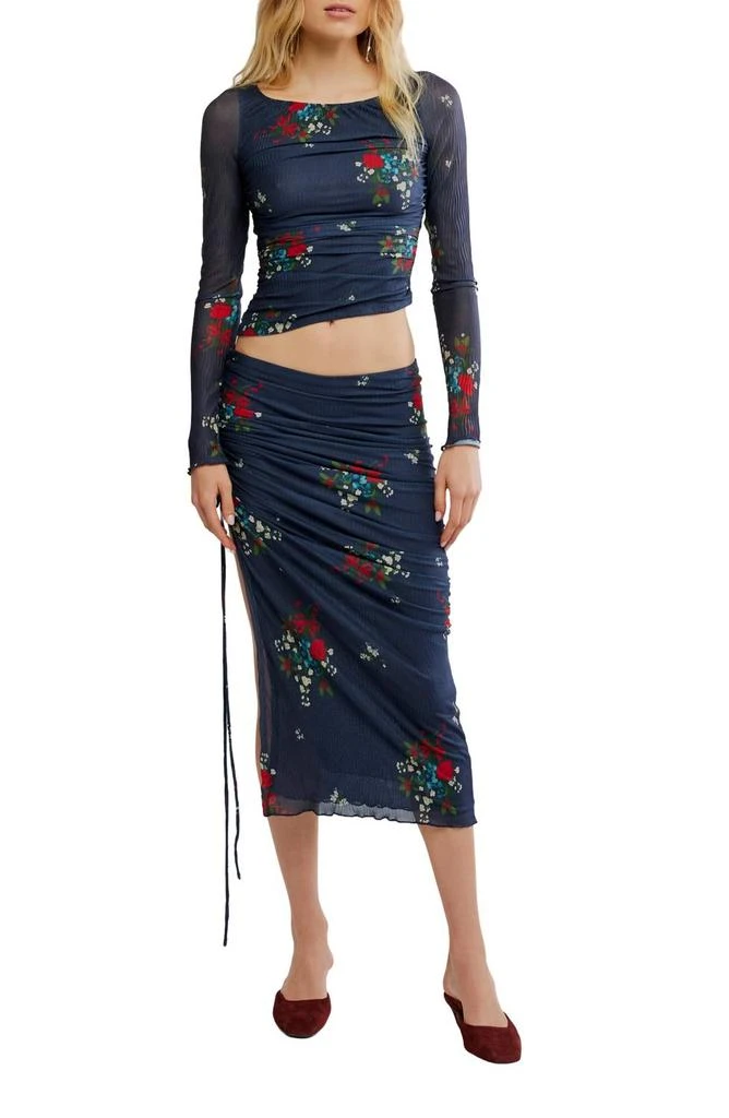 Free People Free People - Crimson Lights Floral Mesh Top & Skirt Set