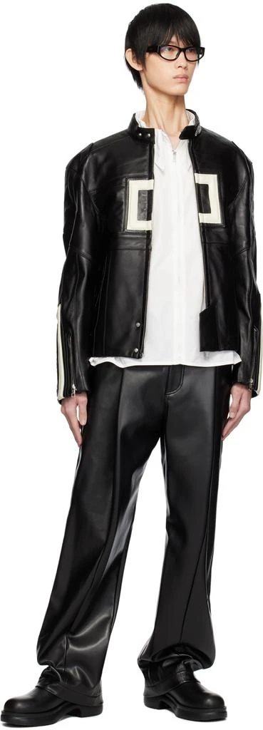 Wooyoungmi Black Band Collar Leather Jacket 4