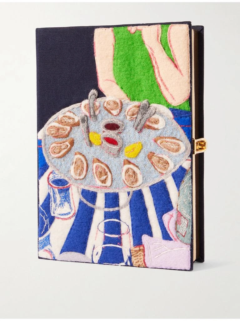 Olympia Le-Tan Oysters In Miami Embroidered Appliquéd Canvas Clutch