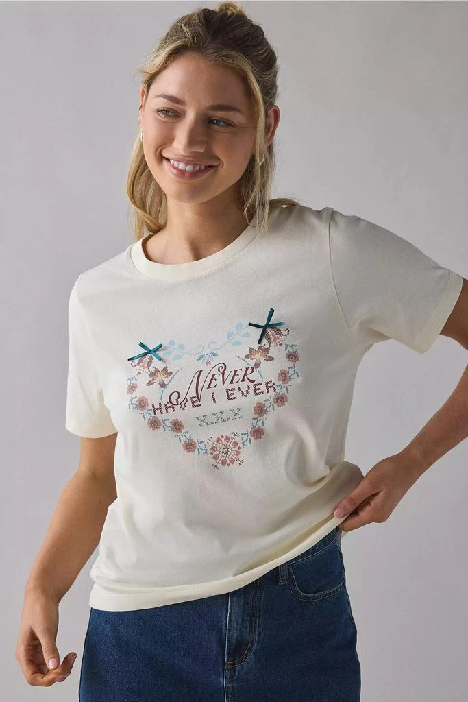 Urban Outfitters Never Ever Cross Stitch Applique Graphic Tee 2