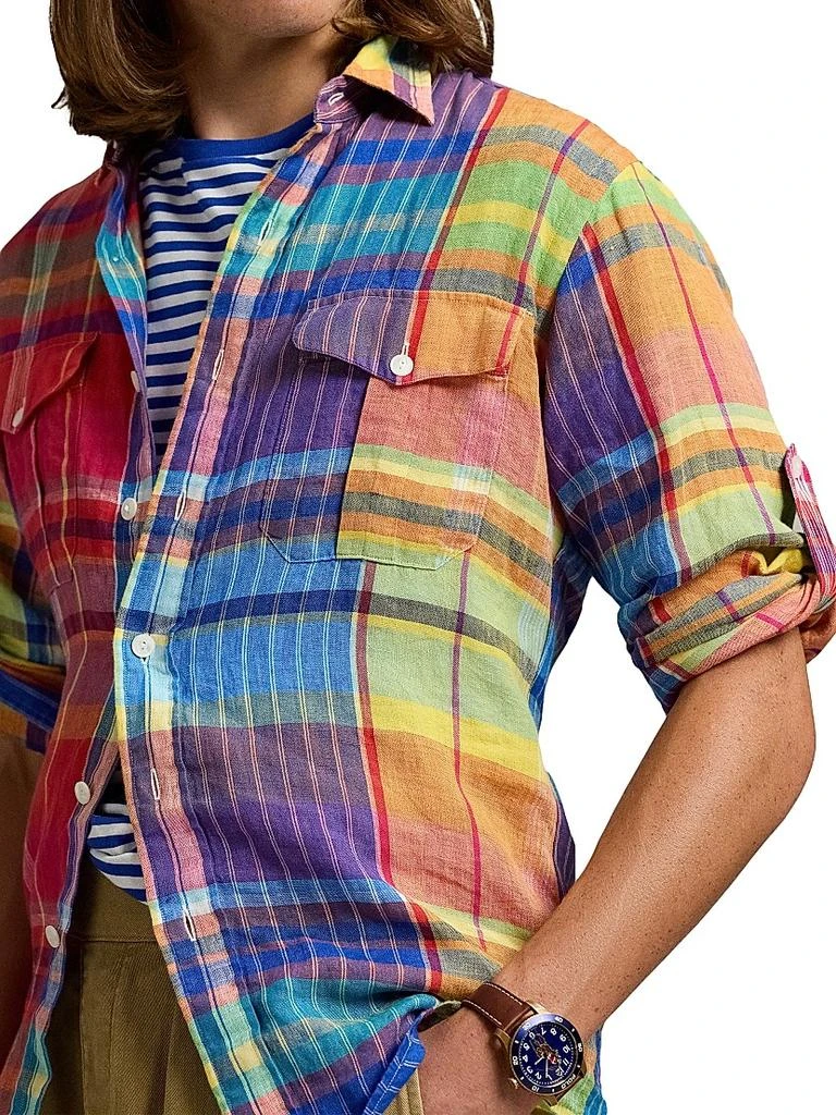 Ralph Lauren Classic-Fit Plaid Linen Workshirt 5