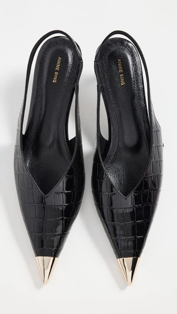 ANINE BING Nina Heels with Metal Toe Cap Slingbacks 4