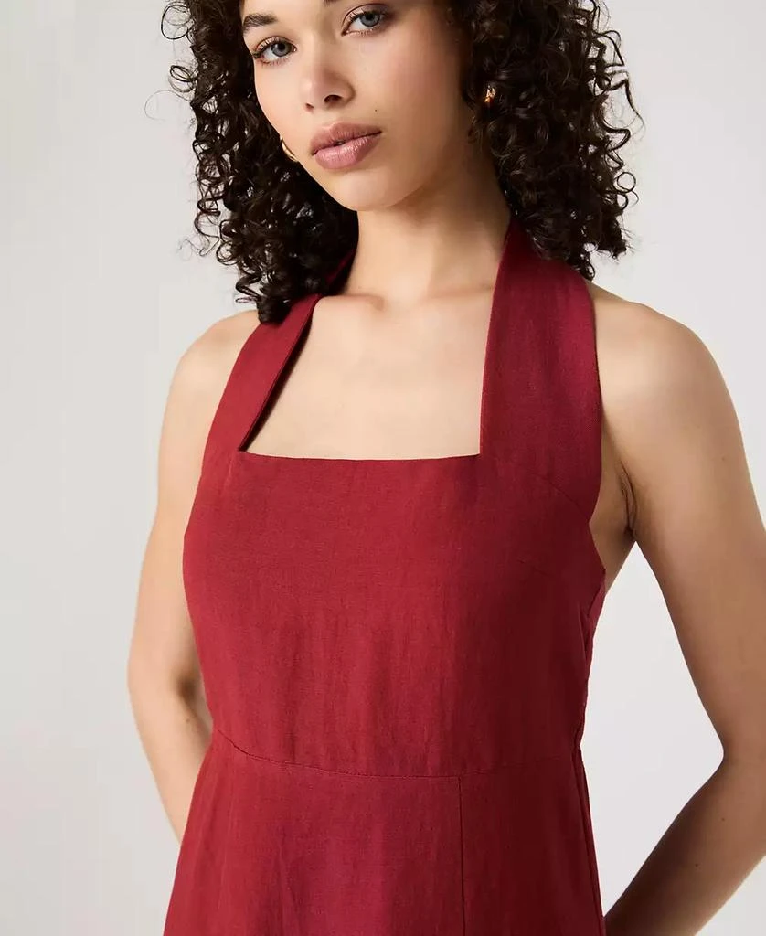 French Connection Women's Birdie Linen-Blend Halter-Neck Midi Dress 6