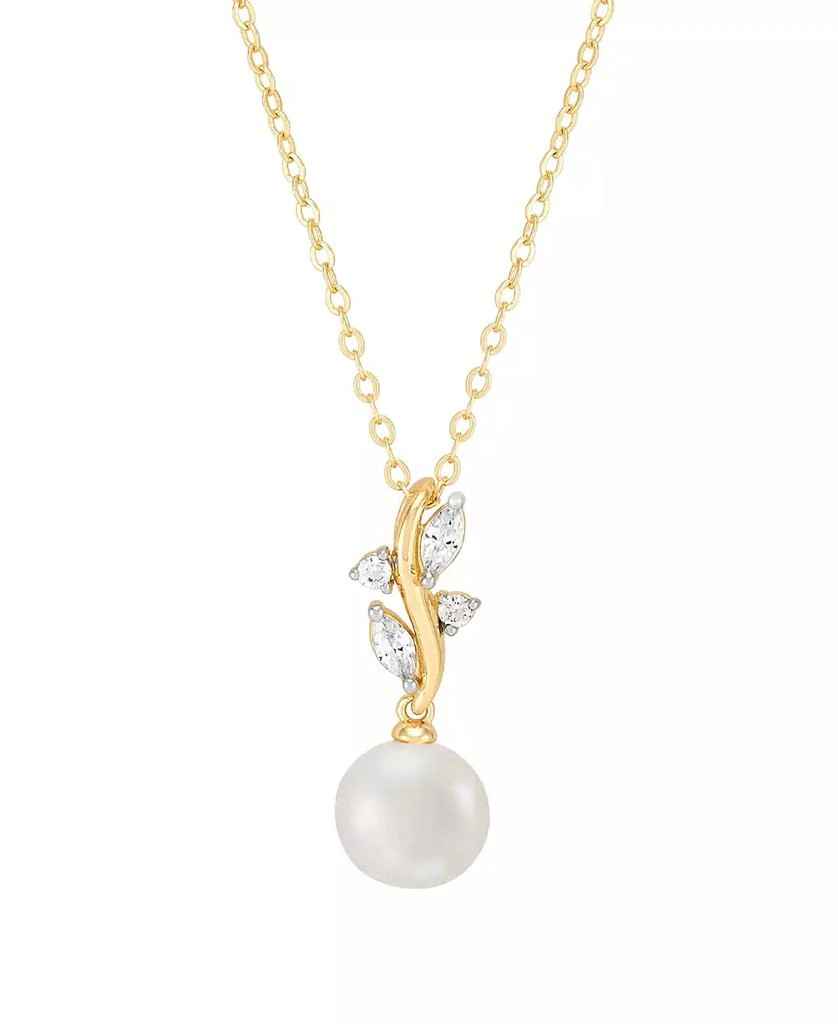 Macy
s 2-Pc. Cultured Freshwater Pearl (7-8mm)
White Cubic Zirconia Drop Earrings and Pendant Necklace Set in 14k Yellow Gold Over Sterling Silver 2