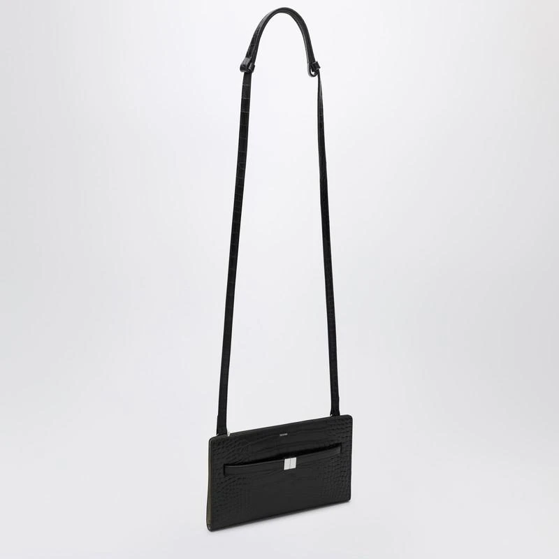 Totême Black crossbody bag with belt and croc print 3