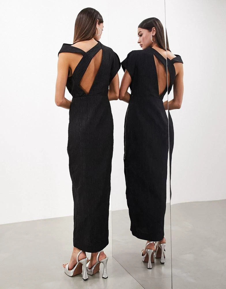 ASOS EDITION ASOS EDITION statement textured high neck sleeveless maxi dress in black 2