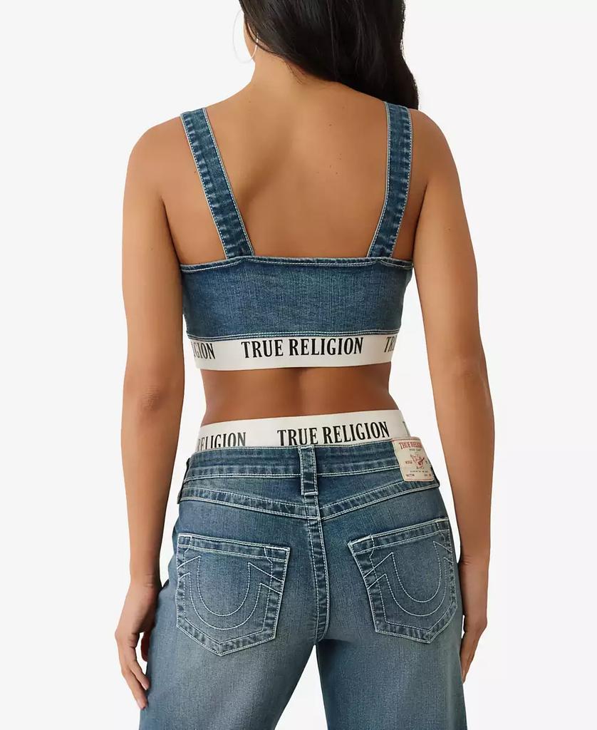 True Religion Women's Elastic Band Denim Bra Top