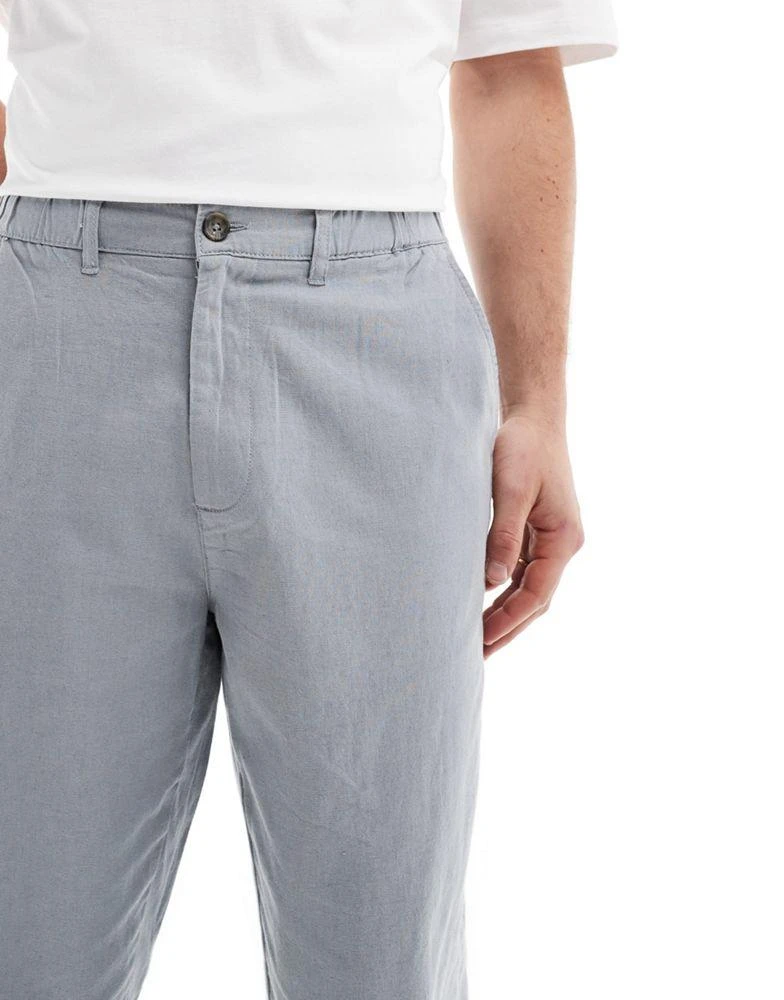 Ben Sherman Ben Sherman slim fit cotton linen taper trouser in grey 4