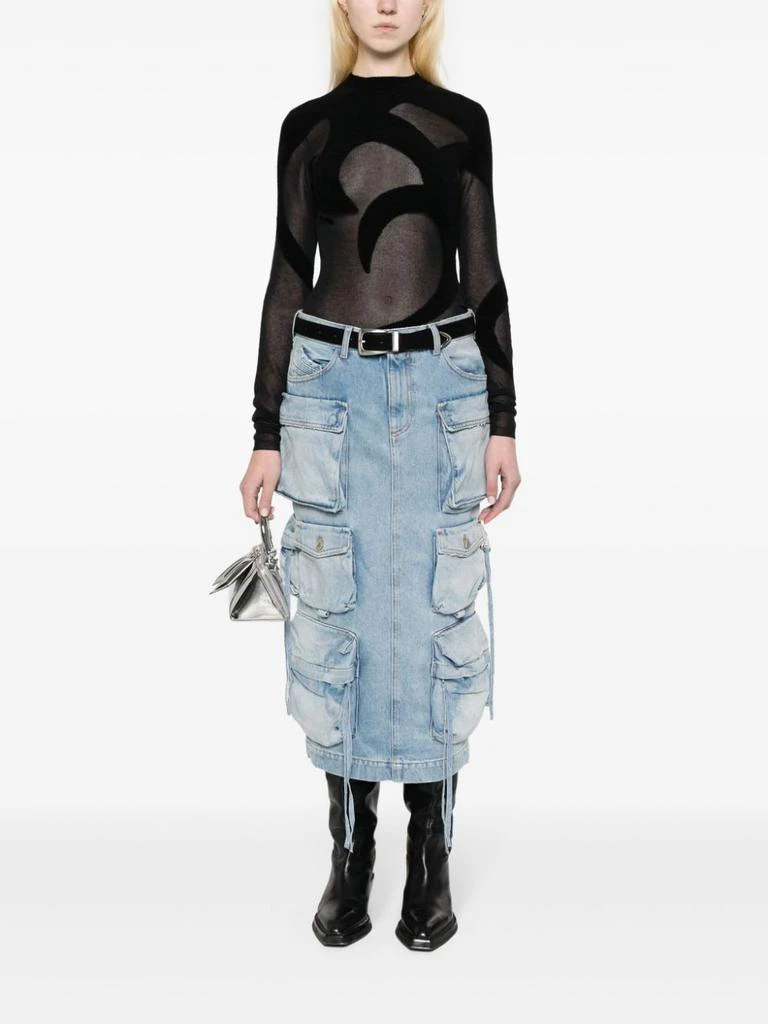 The Attico THE ATTICO - Denim Cargo Midi Skirt 2