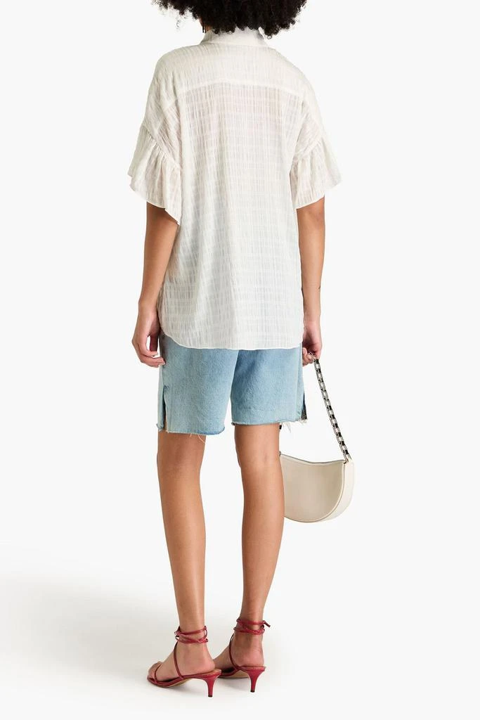Alice + Olivia Edyth ruffled seersucker shirt 3