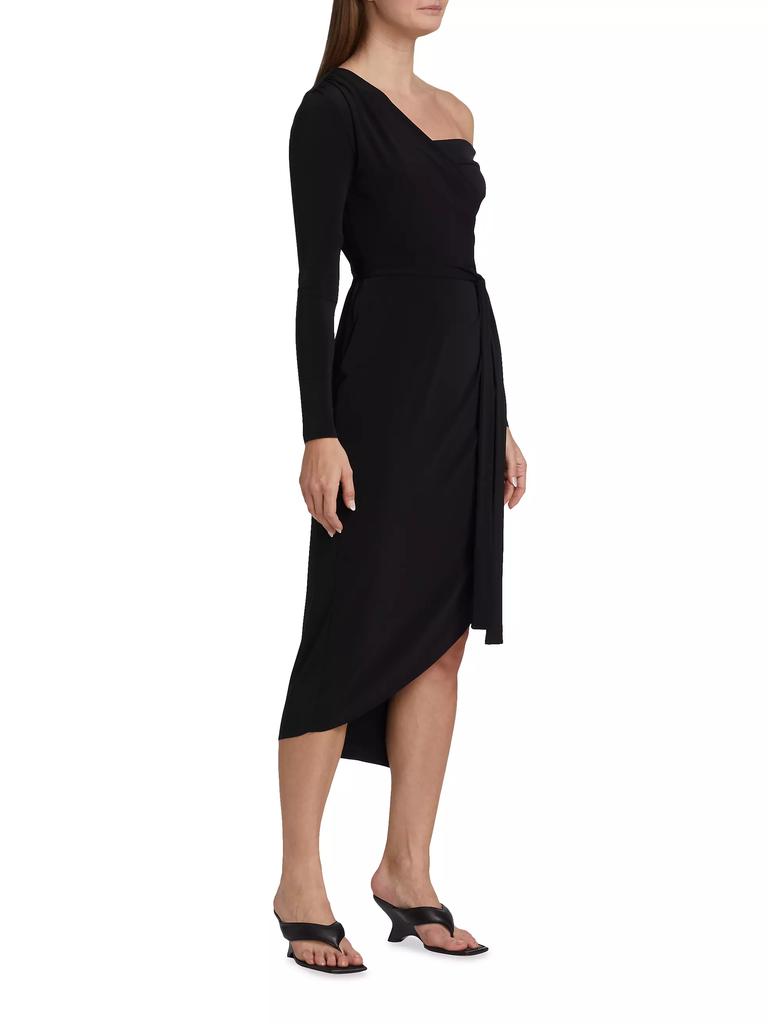 Halston Eden One-Shoulder Jersey Midi-Dress