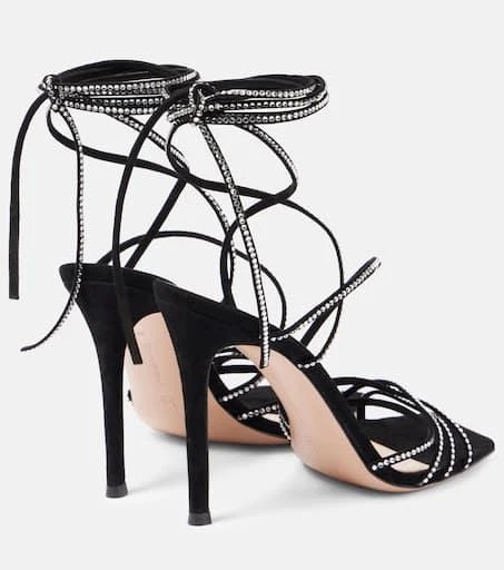 Gianvito Rossi Ankletie 105 embellished suede sandals 4