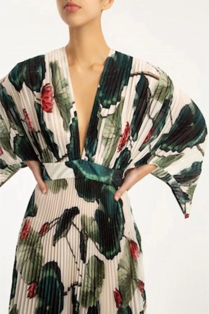 Adriana Degreas Pleated Midi Dress In Victoria Regia 3