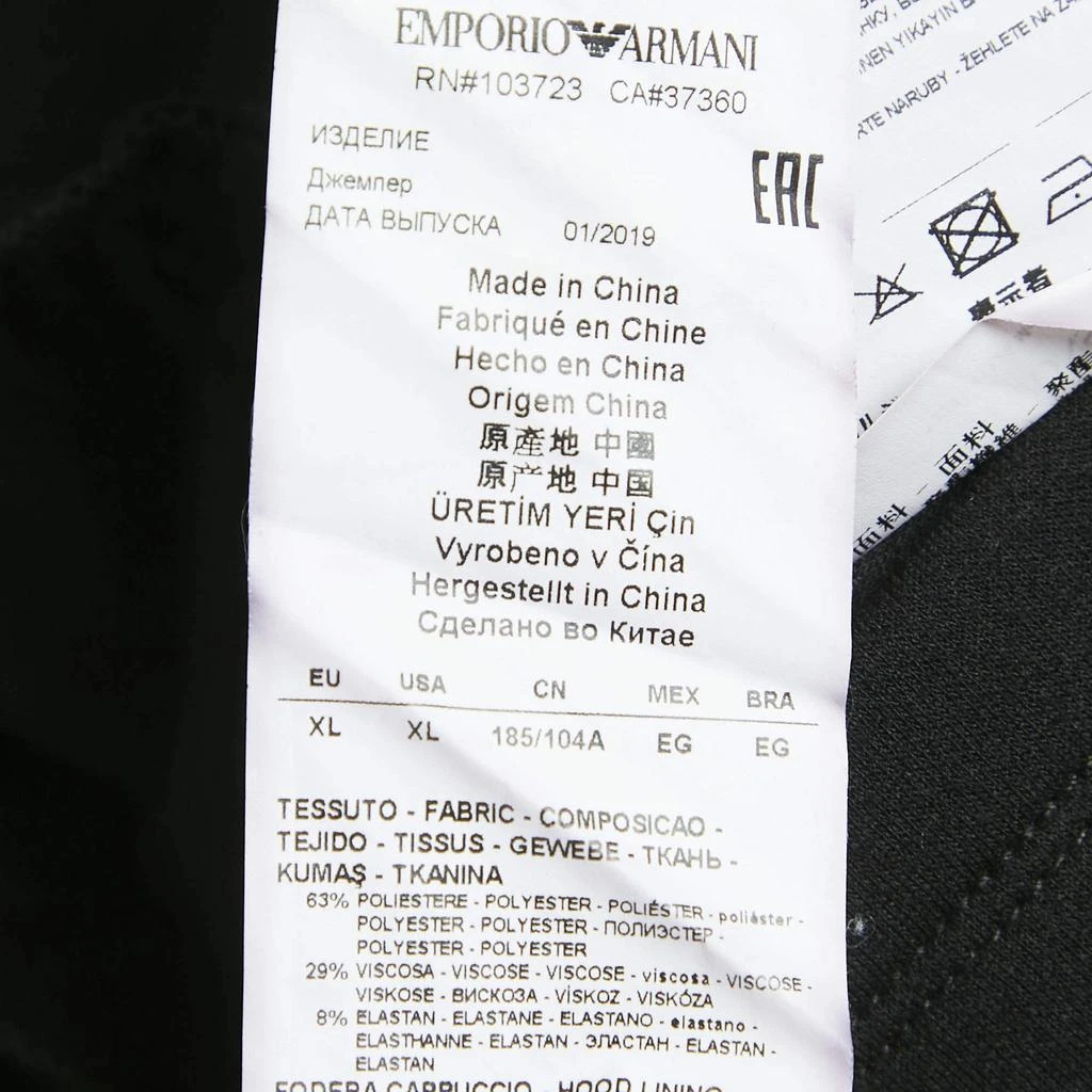 Emporio Armani Emporio Armani Black Eagle Logo Print Neoprene Hoodie XL 6