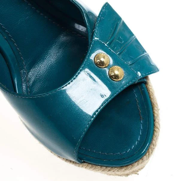 Louis Vuitton Louis Vuitton Blue Patent Espadrilles Slingback Wedges Size 37.5 9